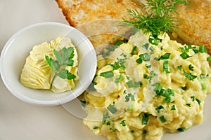 Scrambled Eggs With Butter And Toast