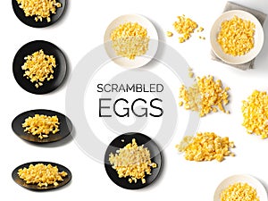 Scrambled Eggs, Omelet, Omelette, Omlet Isolated on White