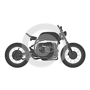 scrambler vintage motorcycle, cafe racer theme. black and white colors