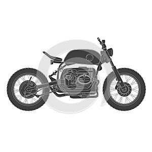 Scrambler vintage motorcycle, cafe racer theme. black and white colors