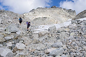 Scrambling hikers