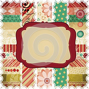 Scrap background with a rectangular frame.