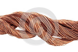 Scrap Copper Wire Cable Line Isolated on White