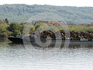 Scrap metal barge on Danube river