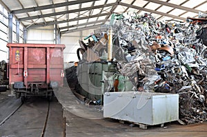 Scrap metal with goods waggon