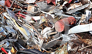 Scrap metal pile junk yard waste for recycling
