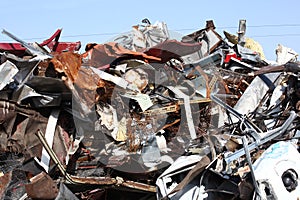 Scrap metal pile junk yard waste for recycling environment