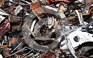 Scrap metal pile junk yard waste for recycling environment