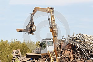 Scrap metal on recycling plant site.