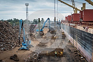 Scrap metal transshipment port.