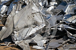 Scrap metal at a scrap yard in the port in Magdeburg