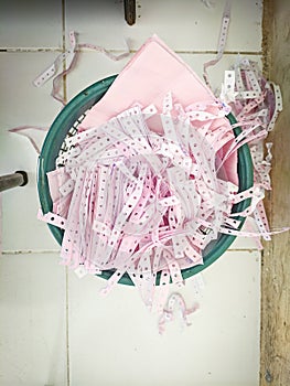 scrap paper waste from purchase receipts