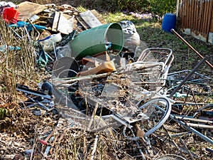 Scrap to be disposed of in a garden