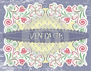 Scrap vintage frame on floral grange background