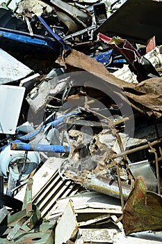 Scrap yard, scrap metal on waste dump in a recycling company