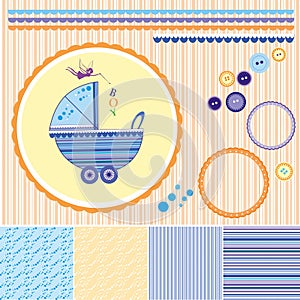 Scrapbook Baby shower Boy Set - design elements