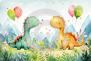 A scrapbook background with dinosaurs. copy space. photo