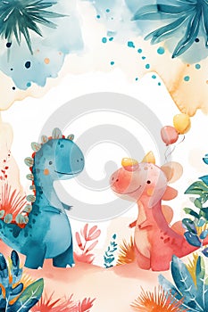 A scrapbook background with dinosaurs. copy space. photo