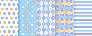 Scrapbook background. Seamless pattern. Vector illustration. Geometric prints