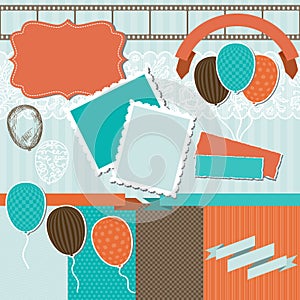 Scrapbook design elements - pattern, balloons and