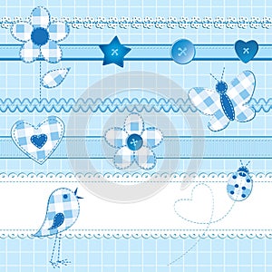 Scrapbook elements in blue