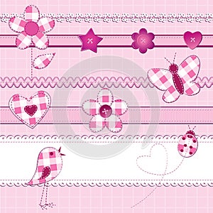 Scrapbook elements in pink