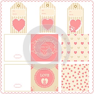 Scrapbook elements Valentines for design vector patterns tags an