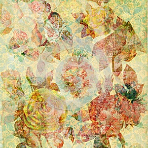 Scrapbook floral collage Background