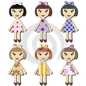 Scrapbook girls in different dreses