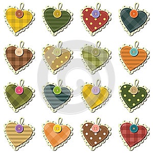 Scrapbook hearts on white background