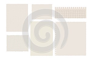 Scrapbook papers. Blank notepad pages vector illustration.