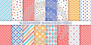 Scrapbook seamless pattern. Vector illustration. Geometric colorful prints