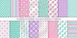 Scrapbook seamless pattern. Vector illustration. Geometric pastel backgrounds