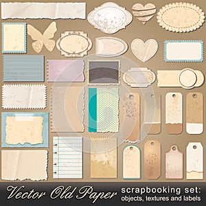 Scrapbooking set of old paper objects