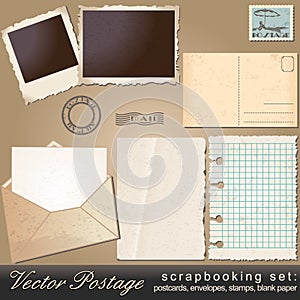 Scrapbooking set of vintage postage objects