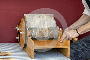 scrape the wool with a craft machine