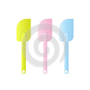 Scrapers spatula vector illustration isoalted on white background. Soft color. Pastel Blue, Green and pink. 32/35