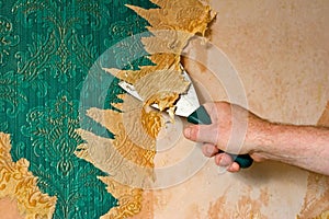 Scraping off wallpaper