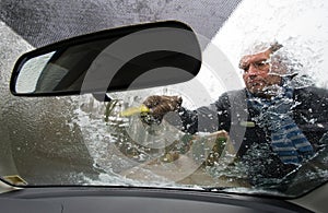 Scraping windscreen