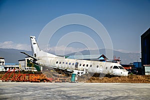 Scrapped airplane at Kathmandu airport in Nepal
