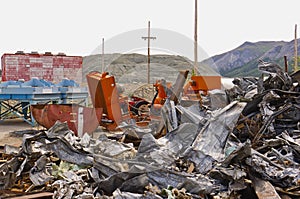 Scrapped material at the decommissioned asbestos mine at Cassiar, BC, Canada photo