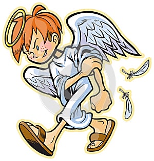 Scrappy angel with red hair vector cartoon