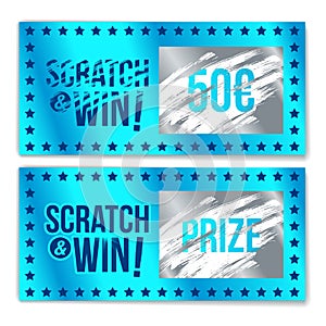 Scratch card game and win. With effect from scratch marks.