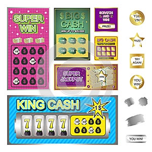 Scratch Card Texture Realistic Set