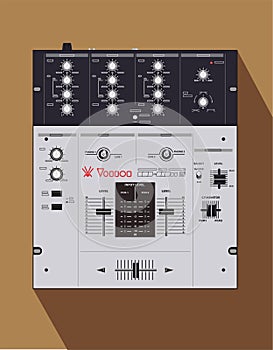 Scratch DJ mixer, realistic vector illustration. The theme of DJ and nightlife.