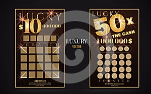 Scratch lottery ticket vector design template