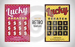 Scratch off lottery ticket vector design template
