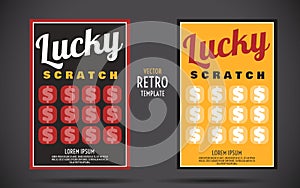 Scratch off lottery ticket vector design template