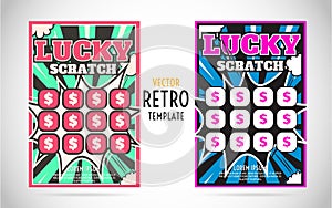 Scratch off lottery ticket vector design template