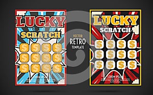 Scratch off lottery ticket vector design template